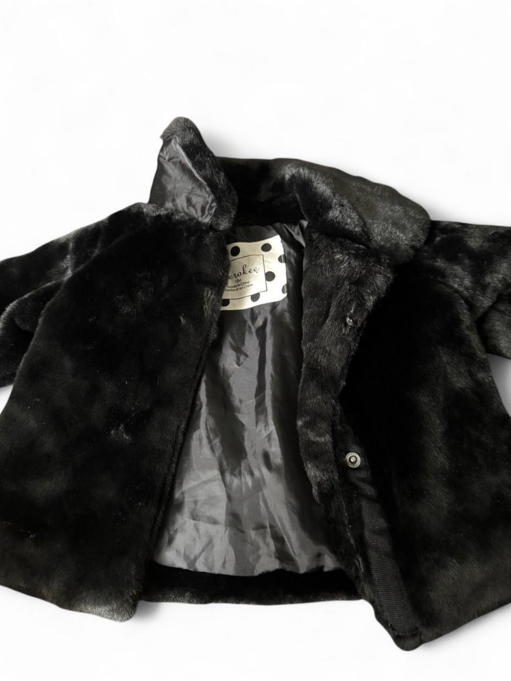 Cherokee Black Faux Fur Trim Coat